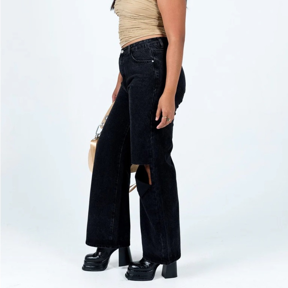 Princess Polly Black Sevina Wide Leg Jean - Picture 2 of 16